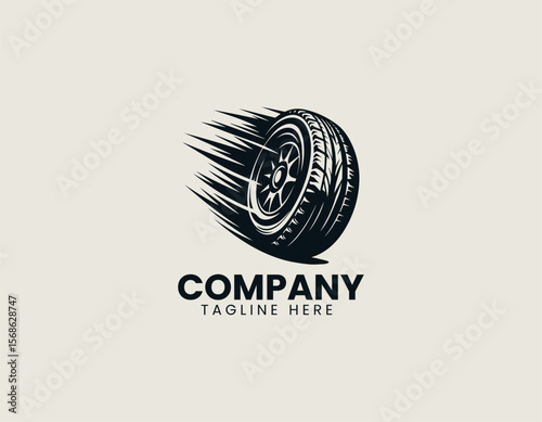 Dynamic Speeding Tire Fast Motion Automotive Performance Vector Logo Design