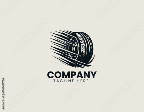Dynamic Speeding Tire Fast Motion Automotive Performance Vector Logo Design