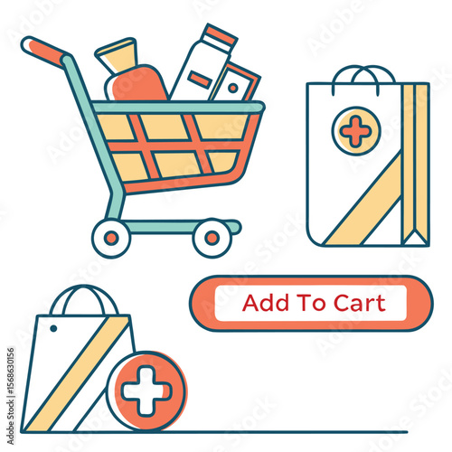 Add to cart vector icon set