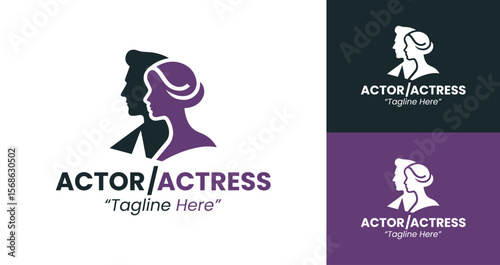 Bold Actor/Actress Logo with Modern Style in Purple and Black for Entertainment Branding
