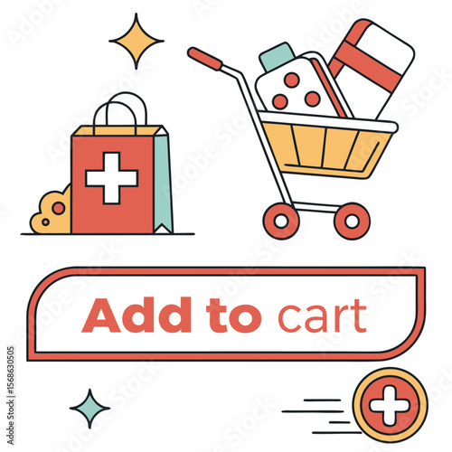 Add to cart vector icon set