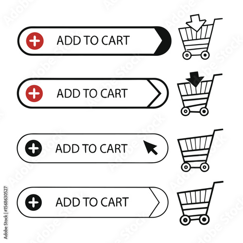 Add to cart vector icon set