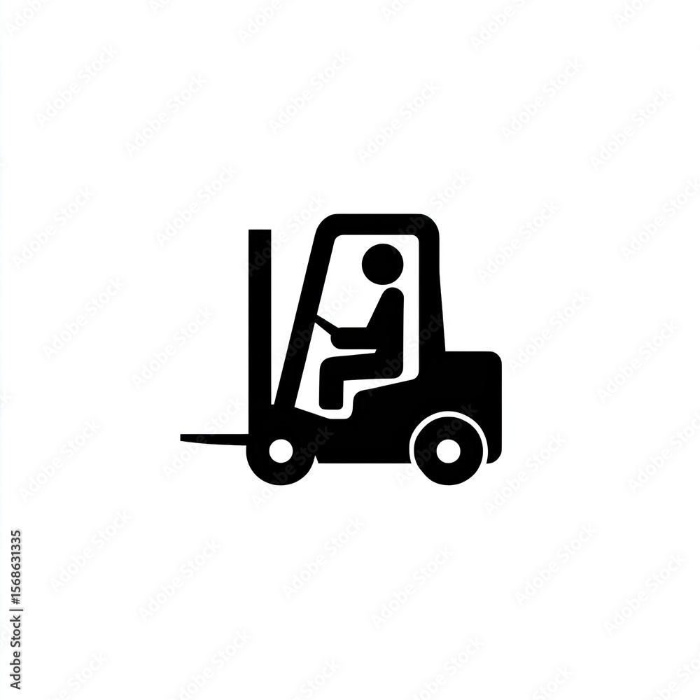 Naklejka premium Black and White Forklift Operator Icon