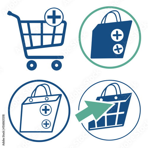 Add to cart vector icon set
