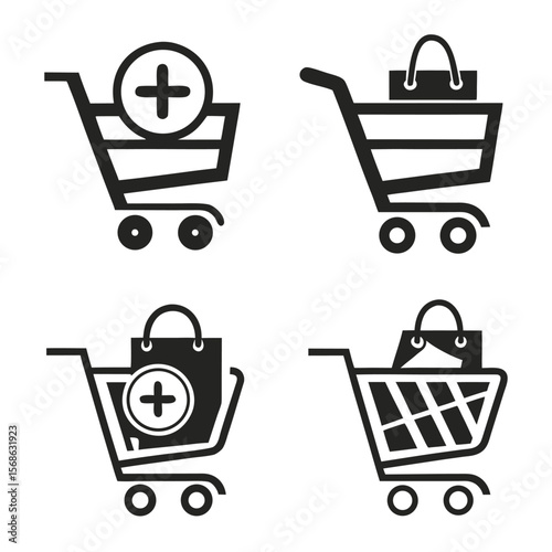 Add to cart vector icon set