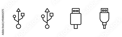 Usb icon set. Flash disk icon vector