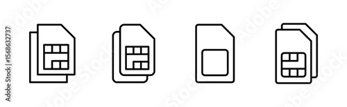 Sim card icon set. dual sim card icon vector