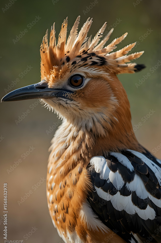 Obraz premium Hoopoe Feather Contrast