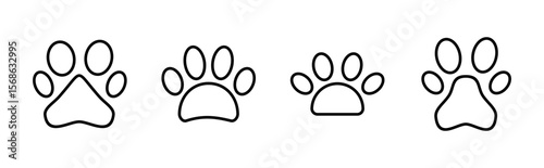 Paw icon set. paw print icon vector. dog or cat paw