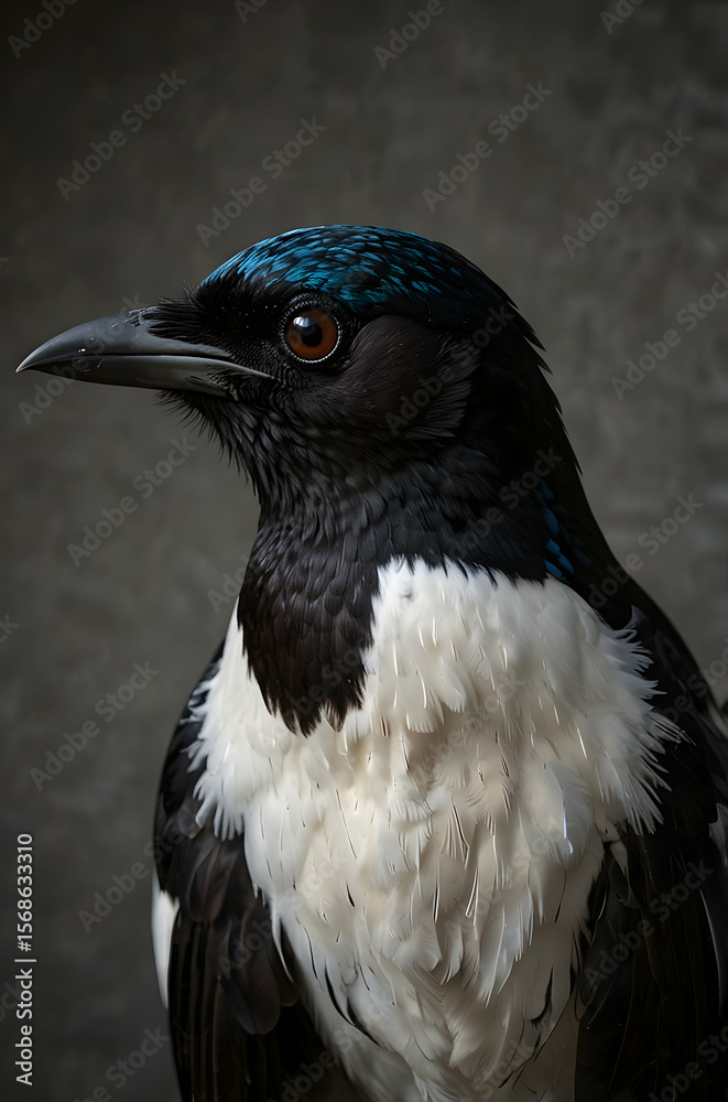 Fototapeta premium Magpie Isolated Head
