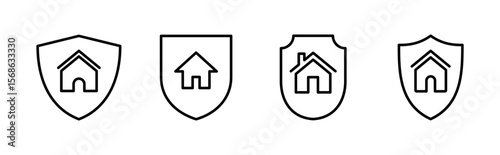 Home insurance icon set. home protection icon