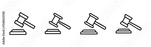Gavel icon set. judge gavel icon vector. law icon vector. auction hammer