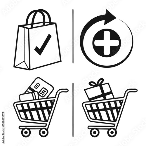 Add to cart vector icon set