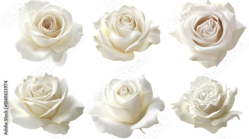 Fototapeta Naklejka Na Ścianę i Meble -   Set of Isolated White Rose Flowers - High-quality white rose blossoms on transparent background