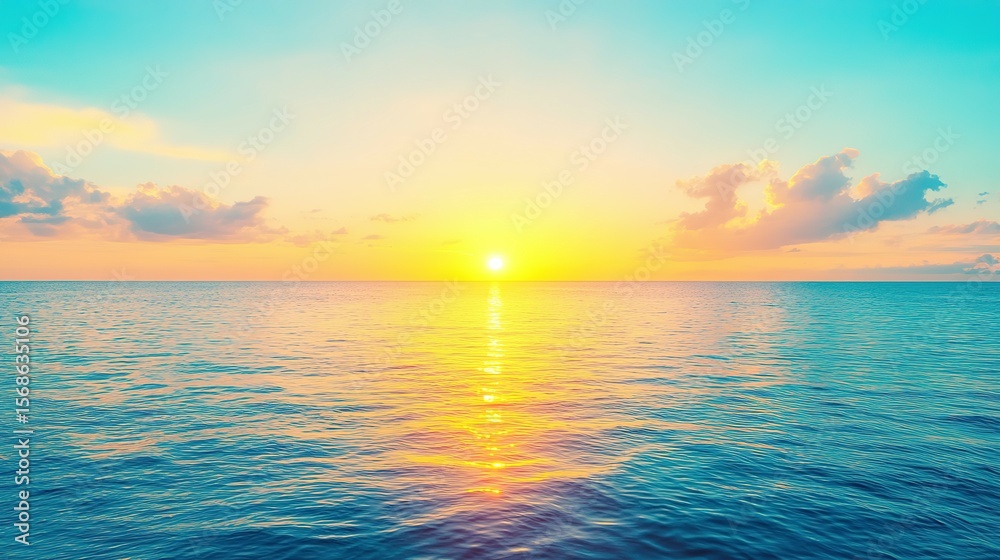 Obraz premium Serene sunset over tranquil ocean waters.