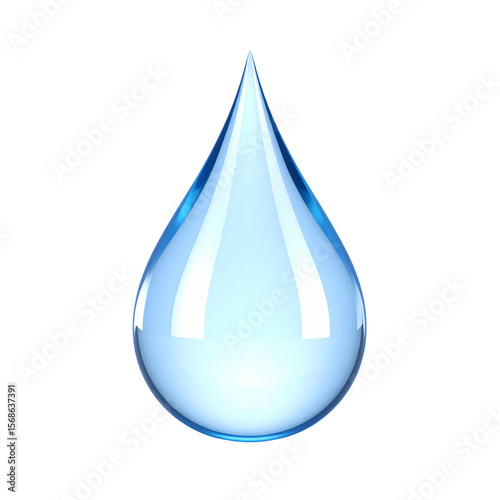 Light blue water drop isolated on black background
