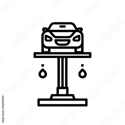 Car Wash Service Icon Black and White Line Art