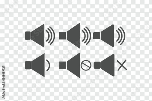 Sound off and sound on vector icon. Button speaker. Volume sign isolated on white background.