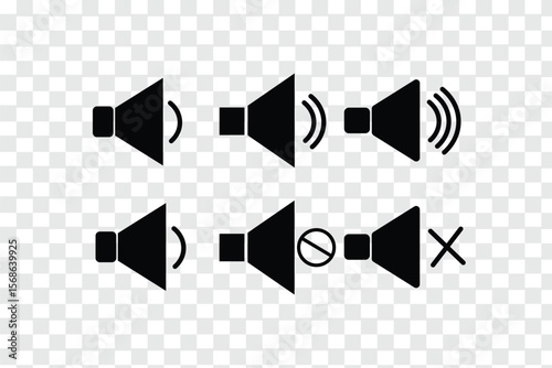 Sound off and sound on vector icon. Button speaker. Volume sign isolated on white background.