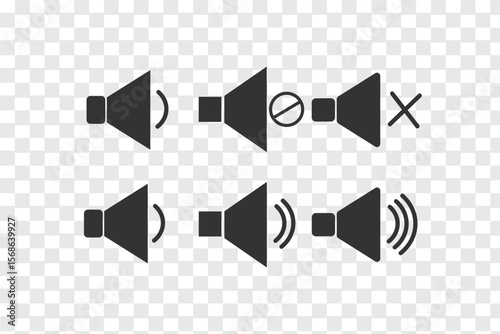 Sound off and sound on vector icon. Button speaker. Volume sign isolated on white background.