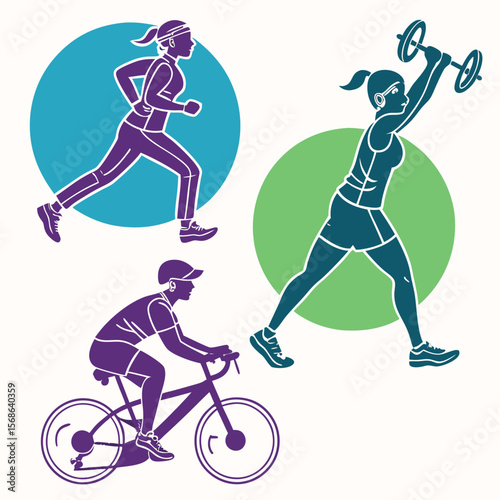 Gym workout icon set