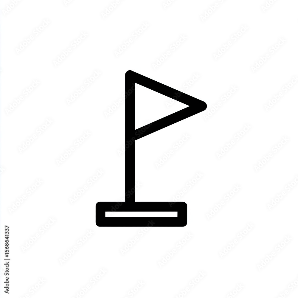 Fototapeta premium Simple Black Flag Icon on White Background