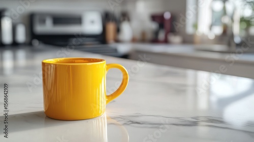 A Sunny Morning Coffee Break in a Modern Kitchen