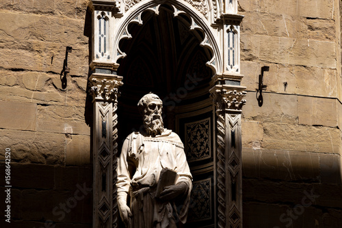 Photography Detail of the statue of Saint Mark by Donatello on the facade of Orsanmichele, a