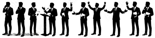A series of businessmen in suits. They are all dressed in business attire. Scene is professional and formal
