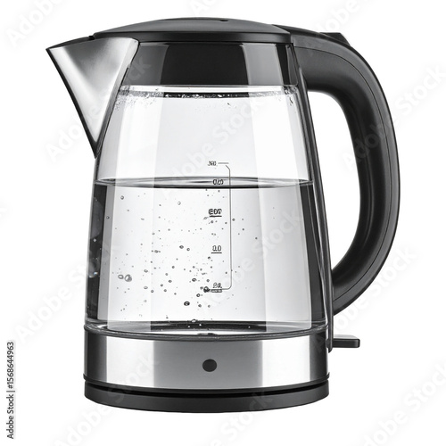 Modern electric kettle against black background