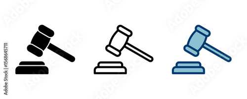 Gavel icon vector isolated on white background. Hammer icon vector. Judge Gavel Auction Icon Vector. Bid