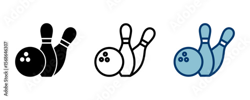Bowling game Pin Icon vector isolated on white background. Bowling icon, ball and pin