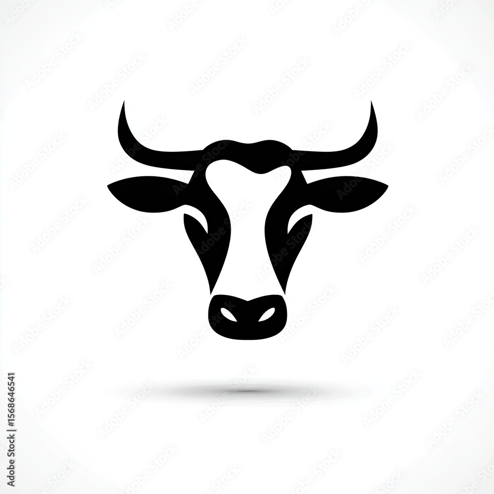 Black And White Cow Head Icon Illustration Black And White Cow Head Icon Illustration