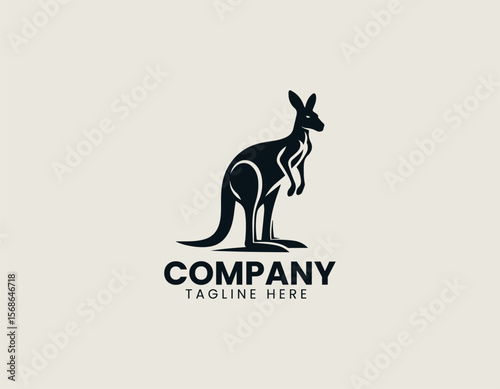 Dynamic Kangaroo Leaping Australian Wildlife Iconic Animal Vector Logo Design