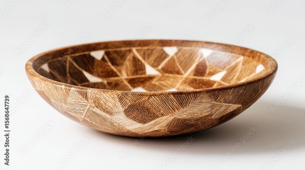Obraz premium Handcrafted wooden bowl with geometric patterns