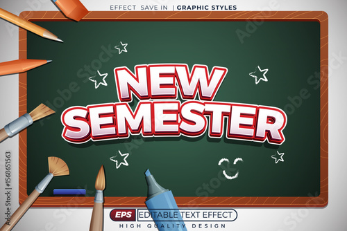 new semester 3d editable text effect for template