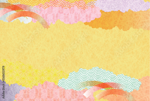 秋　和柄　カラフル　背景	