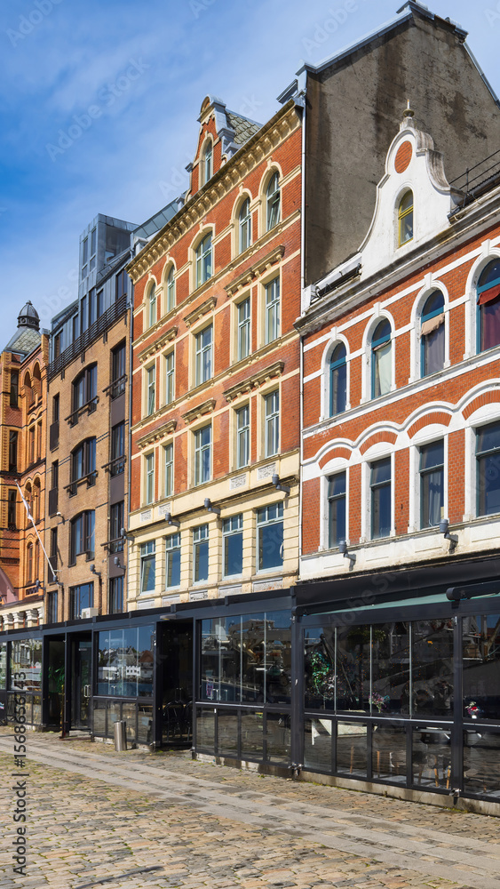 Naklejka premium Norway, colourful houses of Haugesund historic city center.