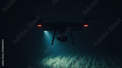 Drone flies over eerie farmland scene