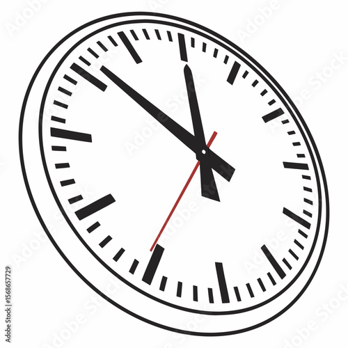 Analog clock face with black hands and markers time