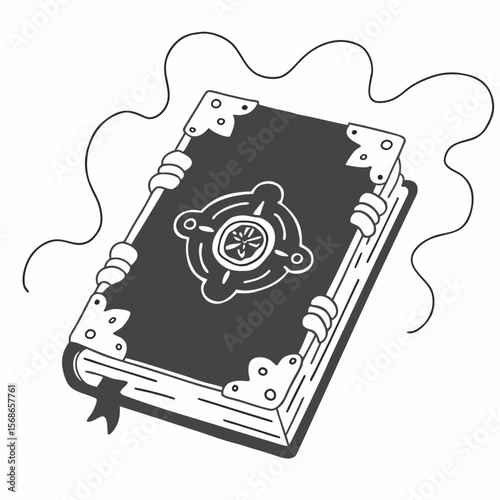 Ancient spellbook with ornate cover and bookmark ancient book magic
