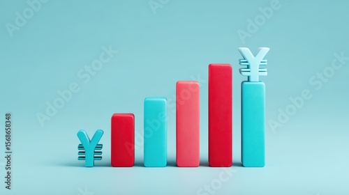 Yen Growth Chart. Financial Progress Concept. - business currency