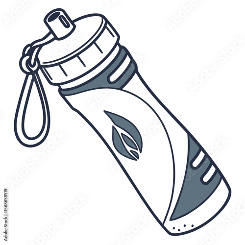 Blue and white hydration bottle with strap water bottle sports bottle