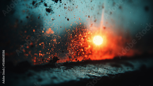 burning fire in the window, Old_film_overlay_with_visible_scratches_dust