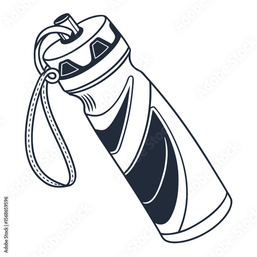 Dark blue hydration bottle with strap water bottle sports bottle