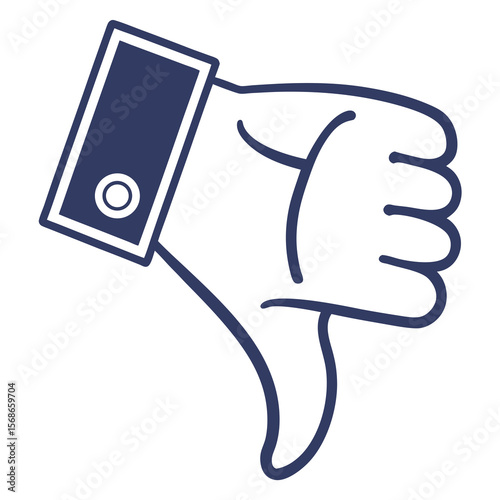 Dark blue thumb down symbol with white background dislike negative