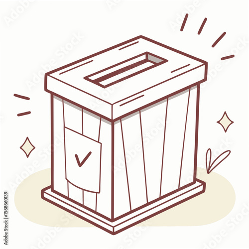 Donation box with checkmark and sparkles ballot box voting