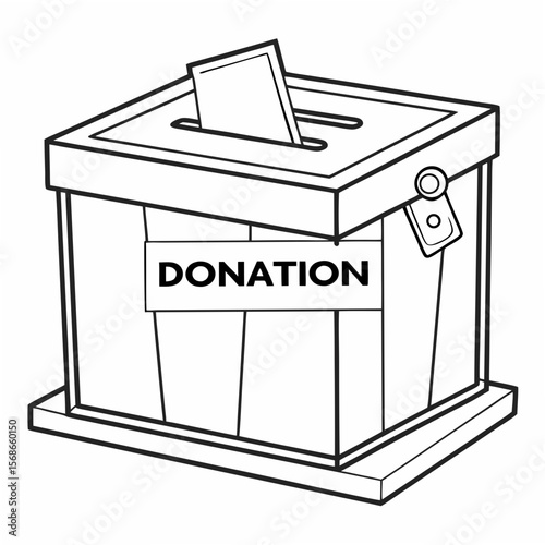 Donation box with paper insert cutout isolated