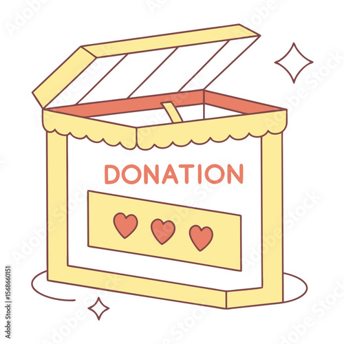 Donation box with hearts and stars charity giving