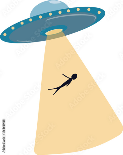 UFO vector illustration. as known as Unidentified Flying Objects. The illustration of UFO abduction
